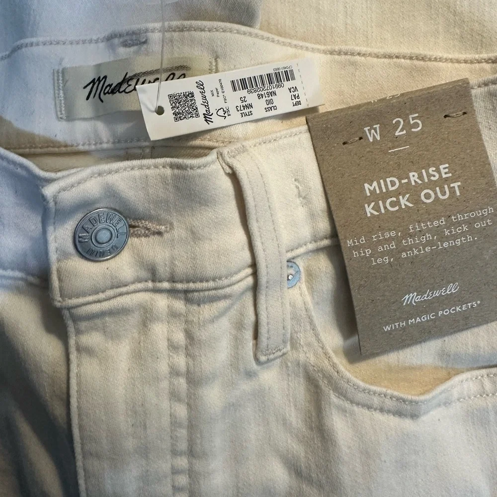 Madewell Kick Out Crop Jeans Cream Vintage Canvas Size 25